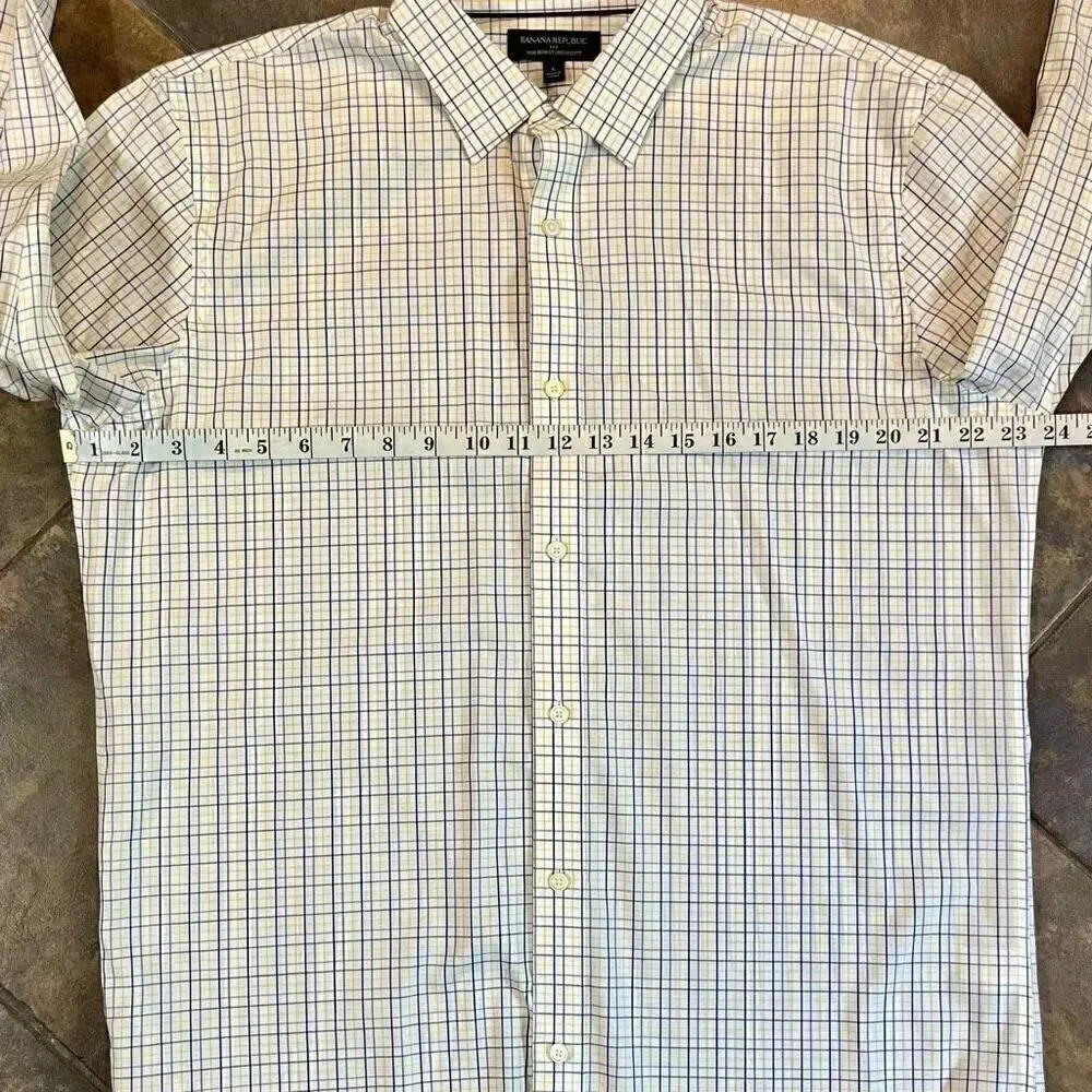 Banana Republic No-Iron Standard Fit Plaid Button Up Long Sleeve Shirt Large